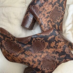 Snakeskin Patterned Ankle Boots- Franco Sarto